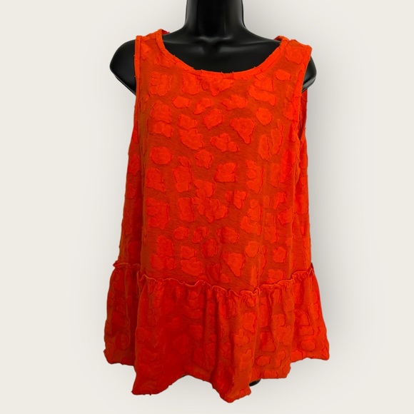 Michael Kors poppy orange ruffle tank size XL - Picture 2 of 8